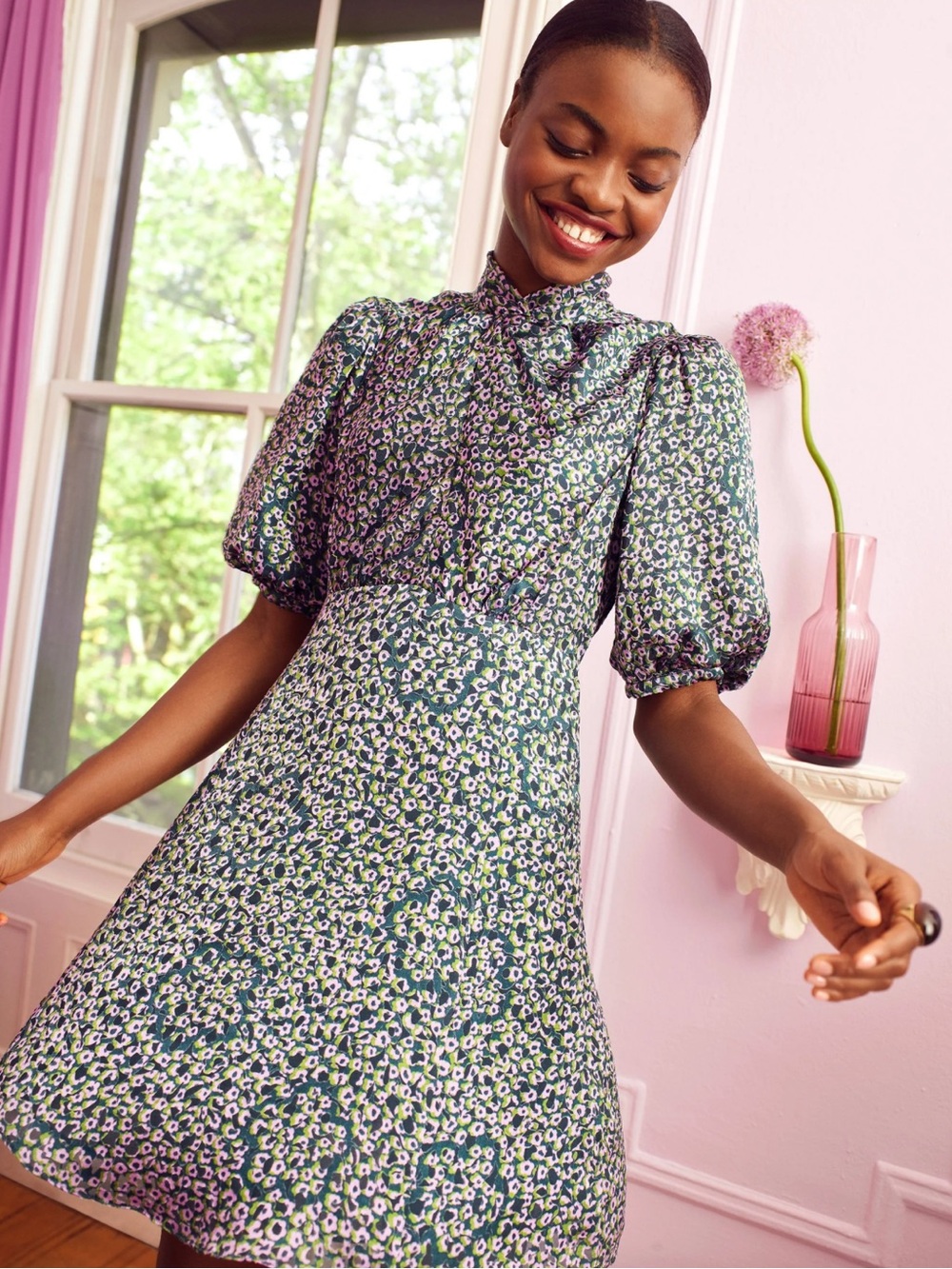 kate spade Flair Flora Devoré Mini Dress in the Deep Spruce colorway